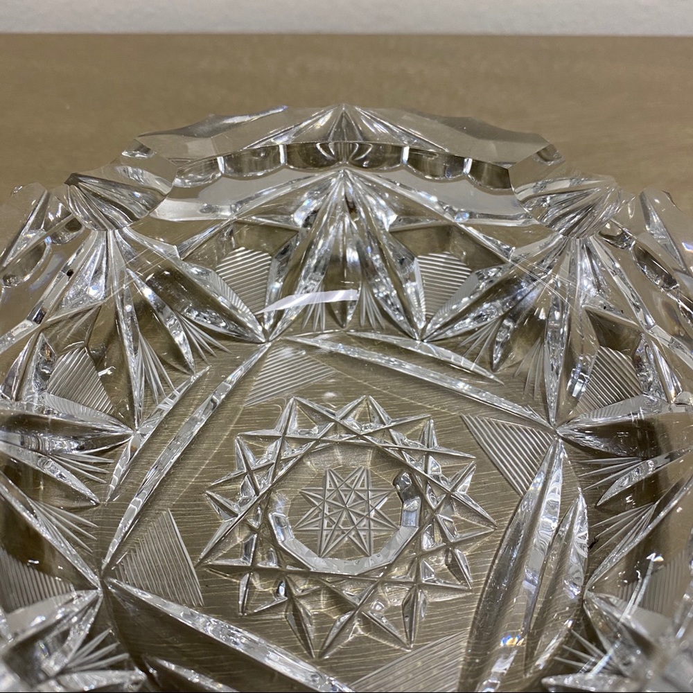 Vintage Lead Crystal Bohemian Czech Ashtray - Picture 7 of 13